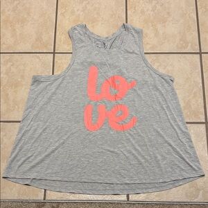 Terra & Sky Gray Muscle Tee with Pink Love Print